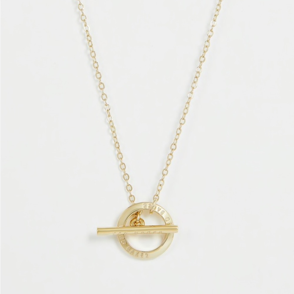 TED BAKER LONDON Louisah Logo Hoop Pendant Necklace | Gold Plated